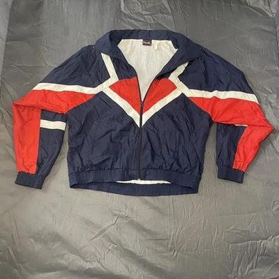 Vintage 90s Spalding Colorblock Red White Blue Windbreaker XL - Image 1 of 4
