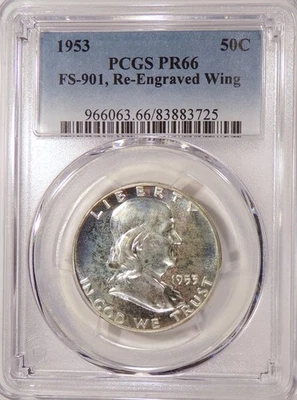 1953 Franklin Half PCGS PR66 FS-901  Rare Cherrypicker's Guide Variety - Image 1 of 3