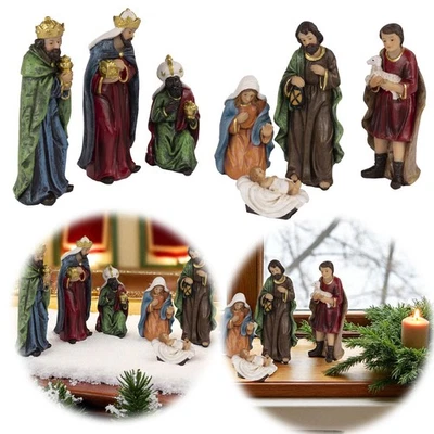 Krippenfiguren Set 7 Figuren 12cm Traditionell Handbemalt Krippe Krippenset Xmas - Bild 1 von 4