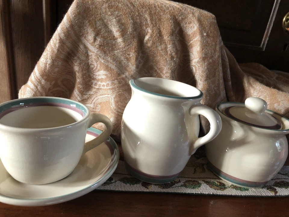 Pfaltzgraff  - Juniper Collection Creamer / Sugar with lid 6cups 4saucers - Image 1 of 1