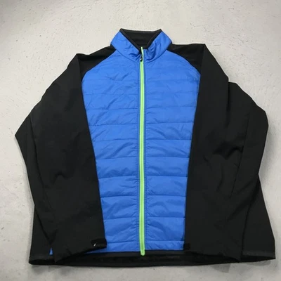 FootJoy Golf Jacket Mens XL Blue Black Softshell Hybrid Full Zip Outdoor FJ Logo - Image 1 of 4