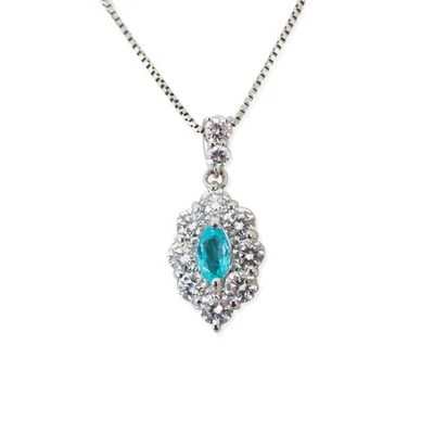 [Usado] Pt900/850 Paraiba Turmalina/Diamante Colgante/Collar/j67-5 Foto 1 de 4