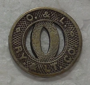 O & L RAILWAY & LIGHTING CO GOOD FOR ONE ZONE FARE TRANSIT TOKEN - Picture 1 of 2