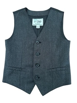 Chaleco abotonable The Childrens Place para niños jóvenes carbón, talla 5T Foto 1 de 4