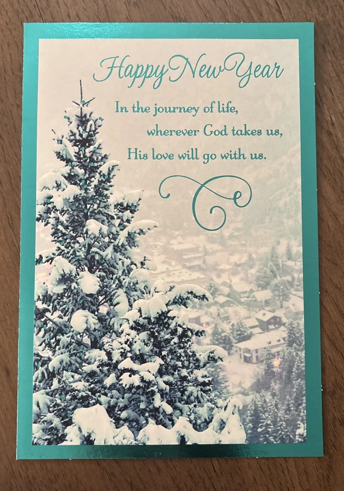 Happy New Year WITH TRACKING God’s Blessings 5.5”x8” Religious Greeting Card - Image 1 of 4
