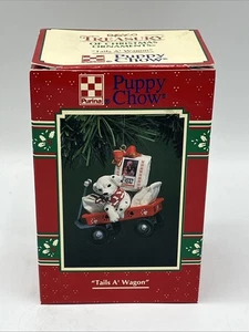 Purina Puppy Chow Tails A’ Wagon adorno de Navidad Enesco Treasury - Imagen 1 de 13
