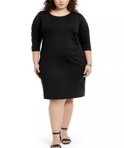 Vestido negro acanalado talla grande 3X NY Collection para mujer nuevo con etiquetas - Imagen 1 de 3