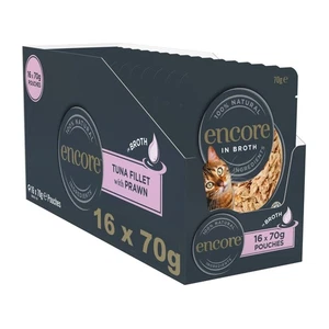 16 x 700g Encore 100% Natural Wet Cat Food Tuna Fillet with Prawn in Broth - Picture 1 of 8