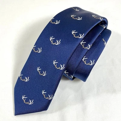 American Eagle Outfitters Men's Stag Antlers Navy Blue Tie NWT Preppy Academia - Image 1 of 4