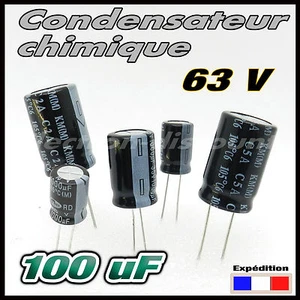 63/100# 5 bis 50 Stück Chemischer Kondensator 100μF 63V - 12,5x10 100uf Kondensator - Bild 1 von 1