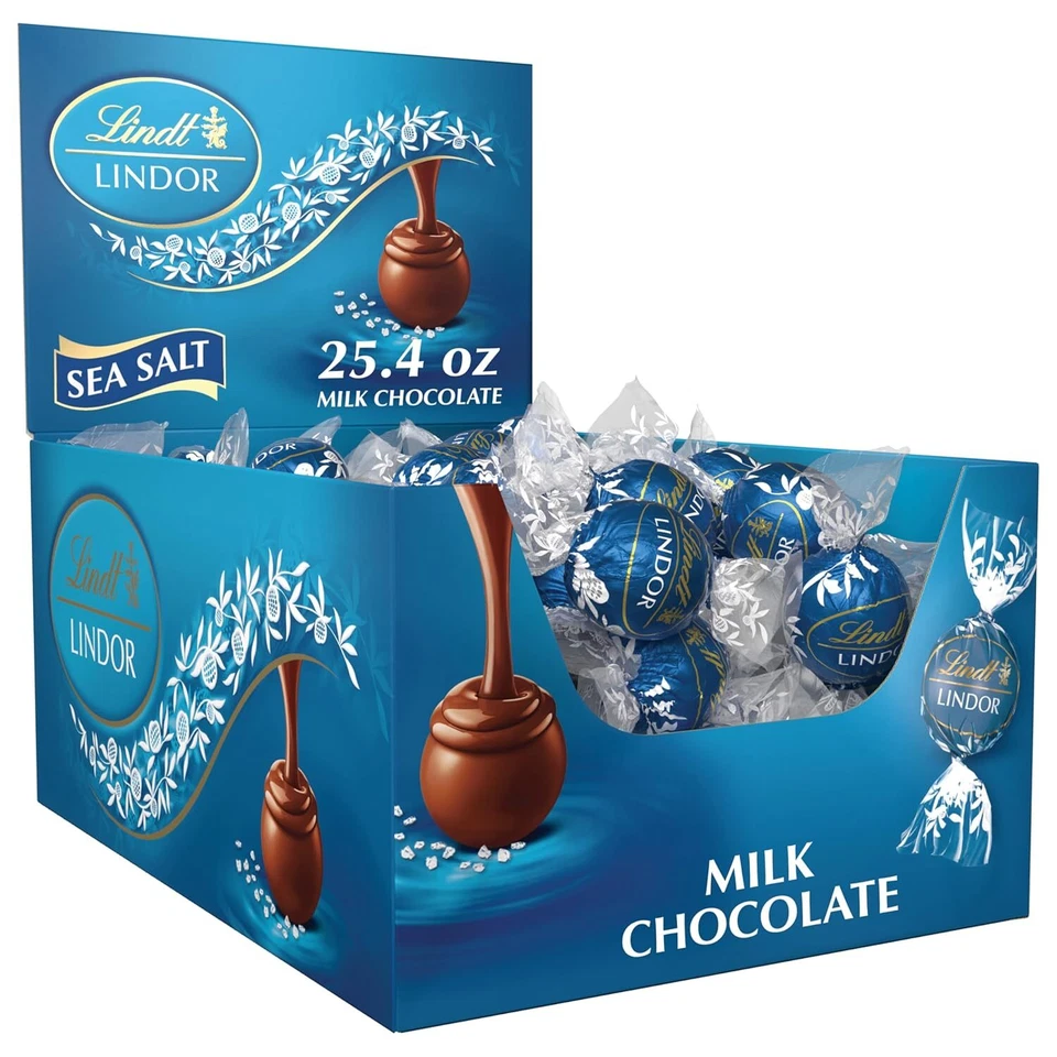 Lindt Lindor Sea Salt Milk Chocolate Truffles 60 Count Box. Halloween Candy
