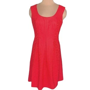 Size 16 XL 1X Evan Picone Red Lace Pleated Fit & Flare Dress Christmas Holiday - Picture 1 of 10