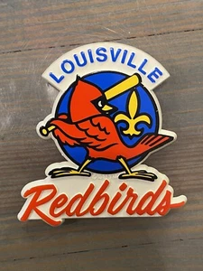 Vtg 1981 Louisville Redbirds Big Red Baseball Diecut Pin Back 2.25” Retired logo - Picture 1 of 5