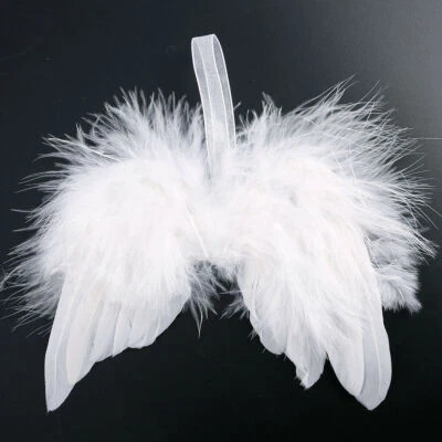 5/10PC 3D White Feather Angel Wings Christmas Tree Decoration Hanging Xmas Craft