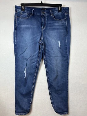 Pantalones de mezclilla Metaphor para mujer talla 16 azul ajustados desgastados elásticos Foto 1 de 4