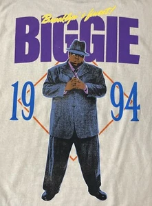 T-shirt Biggie Smalls taglia M beige unisex anni 90 rap hip-hop Brooklyn B.I.G. - Foto 1 di 14