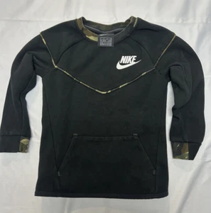 Nike Tech Fleece crew neck camo black sweatshirt youth size S 4-5 - Picture 1 of 9