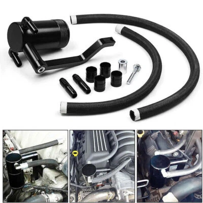 6.4L Billet Oil Catch Can Kit 5.7 HEMI Z-Bracket For 11-21 Dodge Charger Challen - Imagem 1 de 4