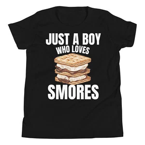 Just a Boy who Loves Smores Funny Camping Smore Lover Youth Short Sleeve T-Shirt - Picture 1 of 5