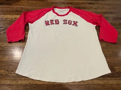 Red Sox T-Shirt WOMEN 2X Plus Size Carl Yastrzemeski Majestic 3/4 Sleeve MLB USA - Image 1 of 4