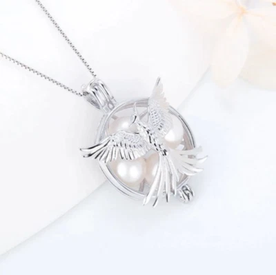 正品 925 纯银美国空军凤凰珍珠笼吊坠项链 — 第 1/4 张图片