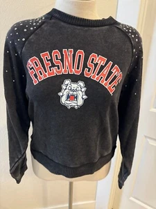Gameday Couture Womens Fresno State Bulldogs Studded Sweatshirt Medium Black NWT - Picture 1 of 14