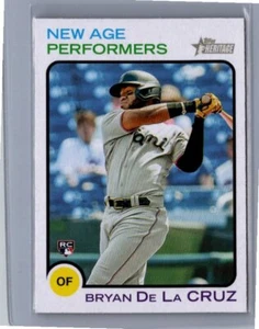 2022 Topps Heritage #NAP-14 Bryan De La Cruz Miami Marlins Baseball - Picture 1 of 2