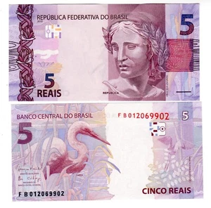 Bresil BRAZIL Billet 5 REAIS  2010 P253 CIGOGNE NEUF UNC - Imagen 1 de 1