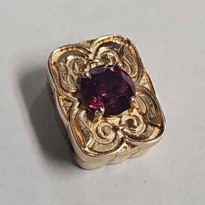 Vintage 14k Daffer Slide Bracelet Charm W Pink Gemstone 3.8g TW H686 - Image 1 of 4