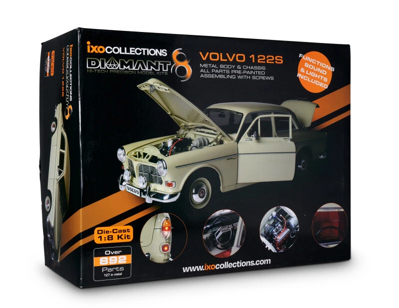 Ixo 10101 - 1:8 Volvo 122S Die-Cast Kit di Costruzione con Suono E Luce - Nuovo - Immagine 1 di 1