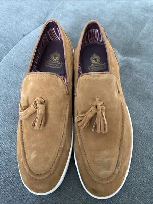 base london Tan Suede Loafer Shoes Pogo Size 44 Uk10 - Image 1 of 4
