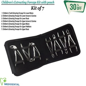 Set de 7 Fórceps de Extracción para Niños Con Bolso de cuero Odontopediatría NEW - Foto 1 di 8