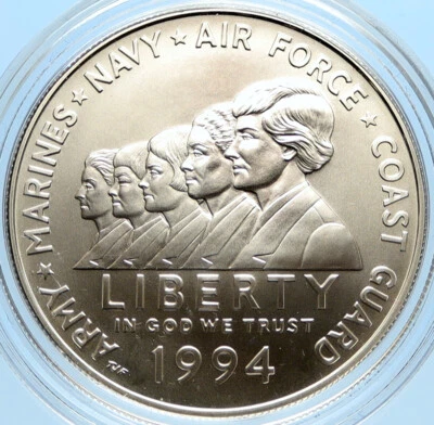 1994 W USA United States WOMEN in MILIITARY ARMY NAVY BU Silver $ Coin i97058 - Image 1 of 3