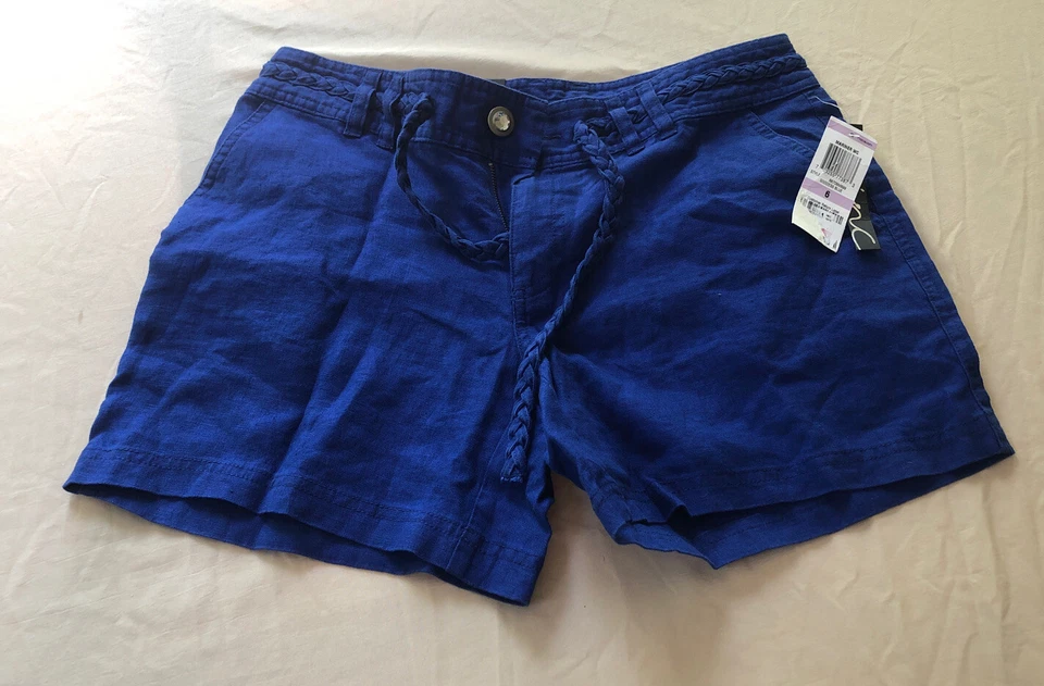 Inc International Concepts Belted Linen Shorts Goddess Blue 6