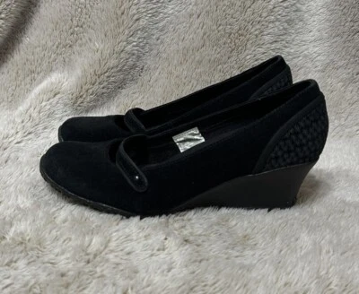Merrell Shoes “Petunia” Women’s Size 6 Mary Janes Wedges Vibram Sole Black Suede - Image 1 of 4