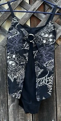 Swimsuit Black and Silver Fashion Bug 1 piece Size 4 New W/Tags - Image 1 of 4