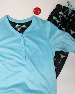 JUEGO DE PIJAMA MUJER MANGA LARGA - GRANDE - POLIÉSTER IMITACIÓN VISÓN PIEL CROFT & BARROW Foto 1 de 4