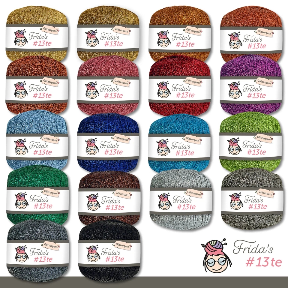 Frida‘s 25 g #13te Glitzergarn Häkelgarn Wolle Garn Stricken Häkeln 18 Farben - Bild 1 von 1