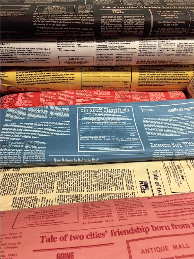 Suzuko Koseki By YUWA Newspaper Article Cotton Fabric By The HALF YARD - Image 1 of 1