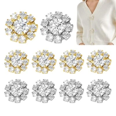 Strass Ösenknöpfe Blume 10 stück Krallen Strass Schneeflocke Metallknöpfe Blu... - Bild 1 von 4