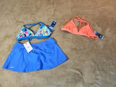 Nuevo Traje de Baño Speedo Azul Niñas Jóvenes Pequeño Dos Piezas + Top Extra (Naranja)  Foto 1 de 4