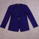St John Blazer Jacket Womens 8 Blue Button Wool Blend Shoulder Pads