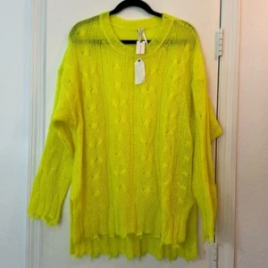 Anthropologie Neon The Posey Stichy Distressed Knit Wool Blend Sweater NWT - Picture 1 of 6