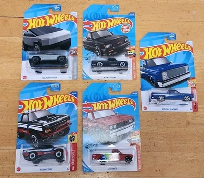 Hot Wheels - Tesla Cybertruck - 83 Silverado - FMC Syclone - Lote de 5 camiones Foto 1 de 4