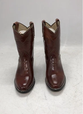 Botas de Vaquero Pull on Roper de Cuero Marrón Caoba - Para Niños Foto 1 de 4