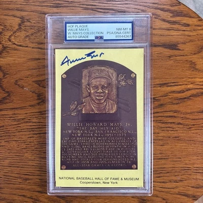 Willie Mays Signed Auto HOF Plaque Postcard from the Willie Mays Collection PSA8 - Image 1 of 3