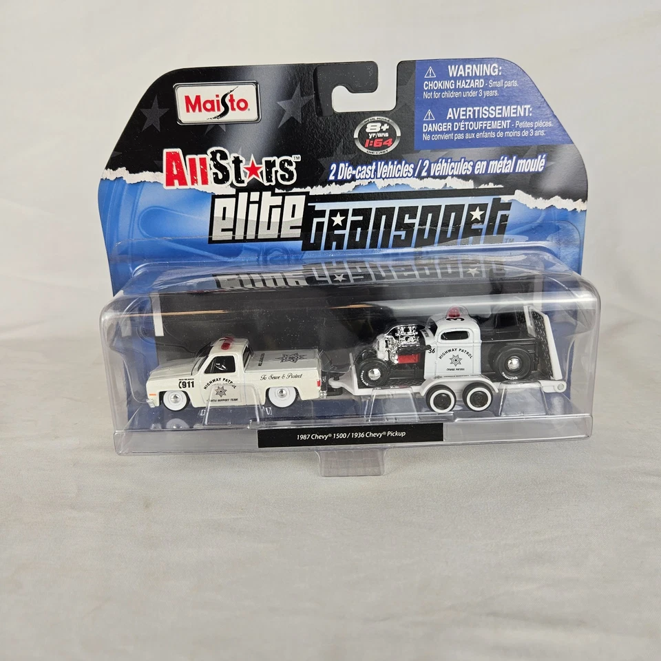 Maisto 1987 Chevy 1500 / 1936 Chevy Pickup Highway Patrol Elite Transport - Image 1 of 4