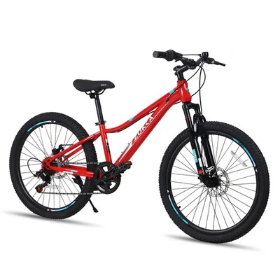 Bicicleta de montaña para niños de 24 pulgadas, Shimano 6 velocidades con frenos de disco, roja Foto 1 de 4