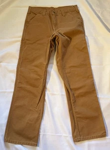 CARHARTT 30x29 UNISEX DUCK CARPENTER WORK PANTS, BROWN, LOTS OF POCKETS, EUC - Picture 1 of 10