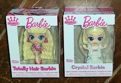 Funko Minis Barbie: (2024) CRISTAL BARBIE + TOTALMENTE PELO BARBIE 2.5" ¡Figuras! Foto 1 de 4
